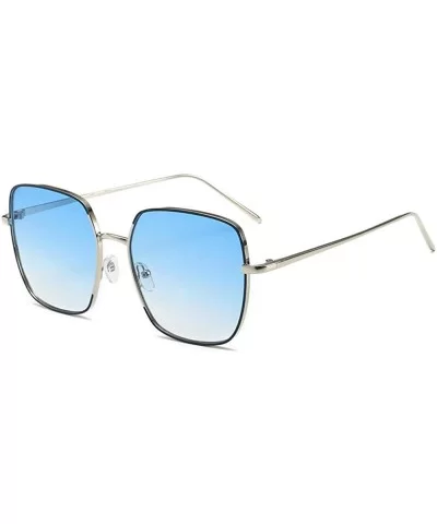 Big Box Square Sunglasses Retro Polygon Metallic Sunglasses Ocean Tablets Thin Face Sunglasses - CG18X746DX7 $47.07 Square