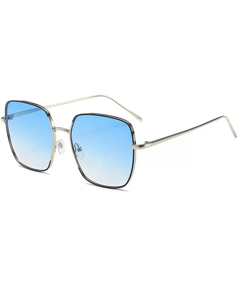 Big Box Square Sunglasses Retro Polygon Metallic Sunglasses Ocean Tablets Thin Face Sunglasses - CG18X746DX7 $47.07 Square