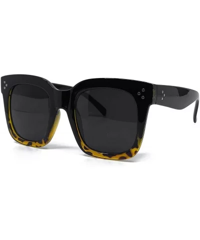 1762 Premium Oversize XXL Women Men Style Fashion Mirror Tint Sunglasses - Solid Black Brown - CU18GEWIWO5 $8.51 Aviator