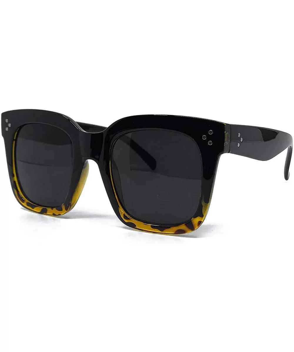 1762 Premium Oversize XXL Women Men Style Fashion Mirror Tint Sunglasses - Solid Black Brown - CU18GEWIWO5 $8.51 Aviator