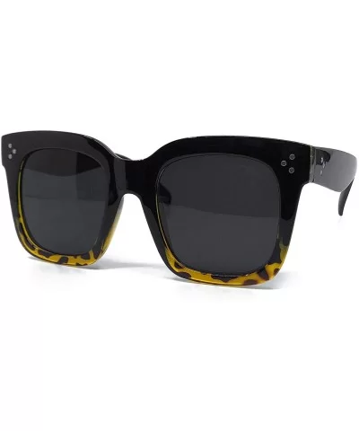 1762 Premium Oversize XXL Women Men Style Fashion Mirror Tint Sunglasses - Solid Black Brown - CU18GEWIWO5 $8.51 Aviator