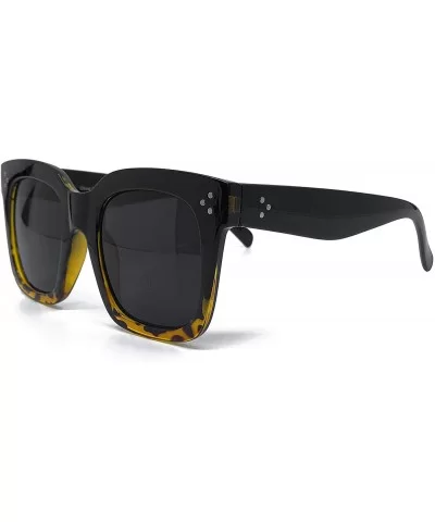 1762 Premium Oversize XXL Women Men Style Fashion Mirror Tint Sunglasses - Solid Black Brown - CU18GEWIWO5 $8.51 Aviator