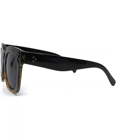 1762 Premium Oversize XXL Women Men Style Fashion Mirror Tint Sunglasses - Solid Black Brown - CU18GEWIWO5 $8.51 Aviator