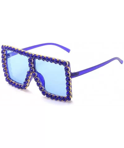 Sunglasses Women Oversized Square Crystal Brand Designer - J - CZ199OHRIN8 $9.22 Square