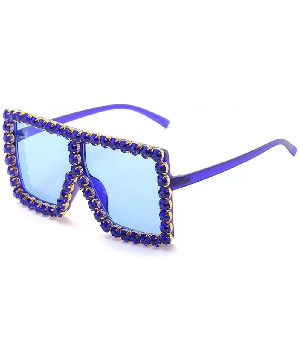 Sunglasses Women Oversized Square Crystal Brand Designer - J - CZ199OHRIN8 $9.22 Square