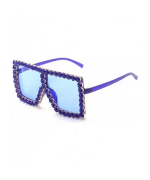 Sunglasses Women Oversized Square Crystal Brand Designer - J - CZ199OHRIN8 $9.22 Square