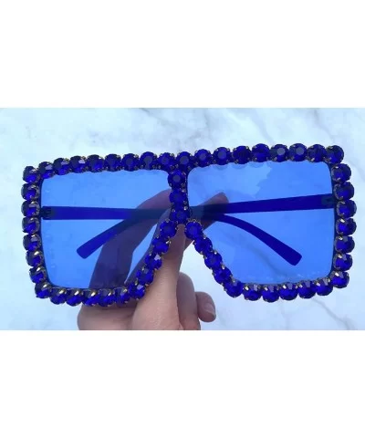 Sunglasses Women Oversized Square Crystal Brand Designer - J - CZ199OHRIN8 $9.22 Square