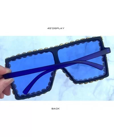 Sunglasses Women Oversized Square Crystal Brand Designer - J - CZ199OHRIN8 $9.22 Square