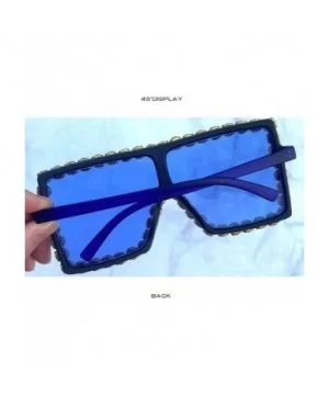 Sunglasses Women Oversized Square Crystal Brand Designer - J - CZ199OHRIN8 $9.22 Square