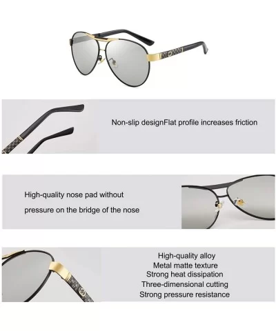 Discoloration sunglasses male driver Aviator polarized driving anti-UV Fishing Outdoor Big box Eyewear - CZ18A9GH3QT $15.41 A...