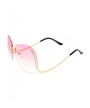 Women's Rimless Curved Metal Arms Round Color Tinted Lens Oversize Sunglasses 67mm - Gold / Pink Gradient - CR186H3Q88G $9.64...