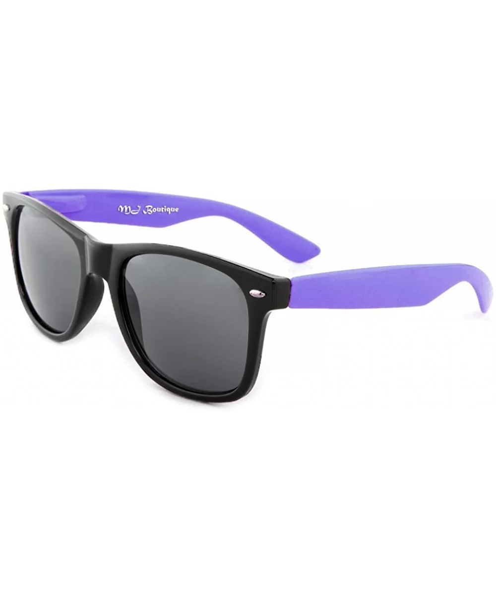 Retro Classic Sunglasses Men Women Shades Dark Lens - Black & Purple - CF12NVGML5A $7.59 Round