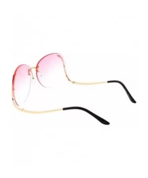 Women's Rimless Curved Metal Arms Round Color Tinted Lens Oversize Sunglasses 67mm - Gold / Pink Gradient - CR186H3Q88G $9.64...