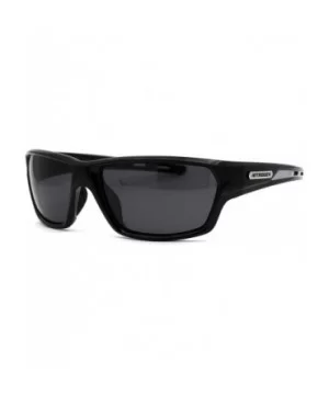 Polarized 90s Sport Warp Rectangle Light Weight Plastic Sunglasses - Black Silver Black - CC195ECHGWL $9.27 Sport