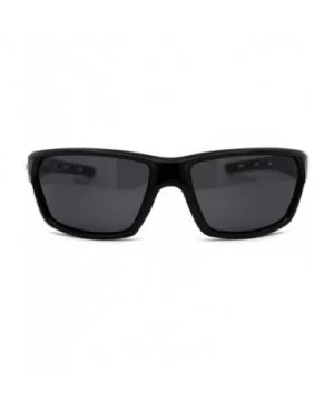 Polarized 90s Sport Warp Rectangle Light Weight Plastic Sunglasses - Black Silver Black - CC195ECHGWL $9.27 Sport