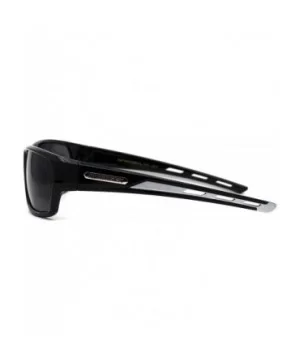 Polarized 90s Sport Warp Rectangle Light Weight Plastic Sunglasses - Black Silver Black - CC195ECHGWL $9.27 Sport