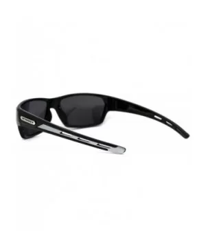 Polarized 90s Sport Warp Rectangle Light Weight Plastic Sunglasses - Black Silver Black - CC195ECHGWL $9.27 Sport