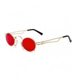 Men's & Women's Sunglasses Vintage Oval Metal Frame Sunglasses - Gold Frame Red Film - CT18EQCA686 $8.71 Semi-rimless