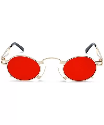 Men's & Women's Sunglasses Vintage Oval Metal Frame Sunglasses - Gold Frame Red Film - CT18EQCA686 $8.71 Semi-rimless