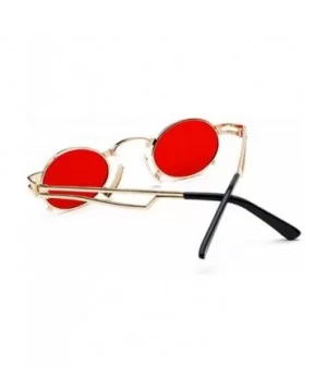 Men's & Women's Sunglasses Vintage Oval Metal Frame Sunglasses - Gold Frame Red Film - CT18EQCA686 $8.71 Semi-rimless