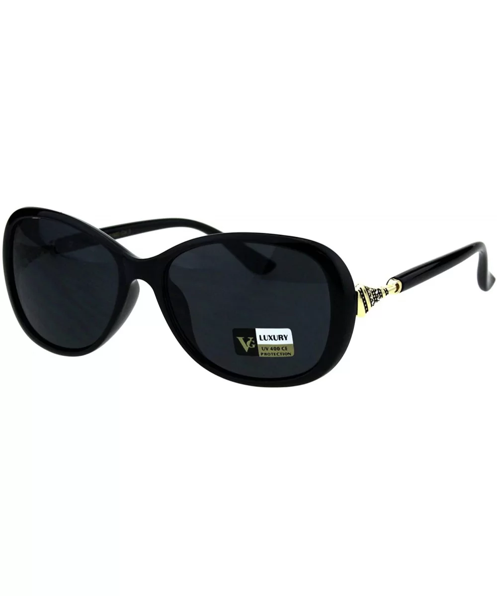 Womens Designer Style Sunglasses Oval Rectangular Fashion Shades - Black (Black) - C118KQMNM4D $7.08 Oval