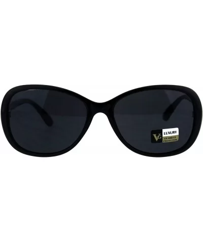 Womens Designer Style Sunglasses Oval Rectangular Fashion Shades - Black (Black) - C118KQMNM4D $7.08 Oval