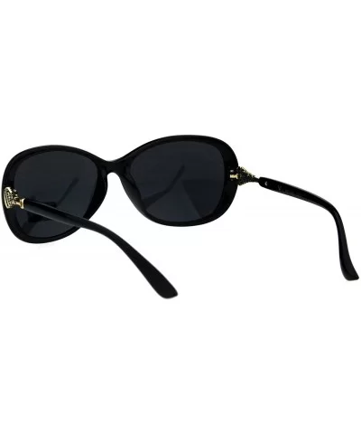 Womens Designer Style Sunglasses Oval Rectangular Fashion Shades - Black (Black) - C118KQMNM4D $7.08 Oval