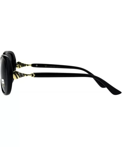 Womens Designer Style Sunglasses Oval Rectangular Fashion Shades - Black (Black) - C118KQMNM4D $7.08 Oval