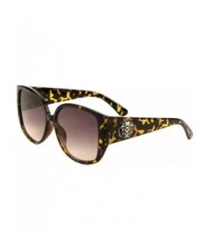 Kleo Women's XL Oversized Cat Eye Lion Head Medallion Sunglasses - Tortoise Frame - CA18WLG3C87 $5.92 Oversized