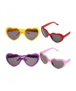 Heart Sunglasses Thin Metal Frame Hippie Lovely Aviator Style Eyewear - 4 Pack Red Pink Purple Yellow - C818TS075EU $8.12 Round