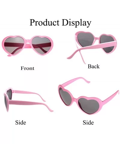 Heart Sunglasses Thin Metal Frame Hippie Lovely Aviator Style Eyewear - 4 Pack Red Pink Purple Yellow - C818TS075EU $8.12 Round