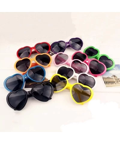 Heart Sunglasses Thin Metal Frame Hippie Lovely Aviator Style Eyewear - 4 Pack Red Pink Purple Yellow - C818TS075EU $8.12 Round