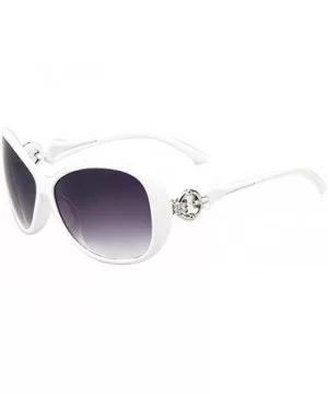 Women Fashion Oval Shape UV400 Framed Sunglasses Sunglasses - White - C1196YWIKTM $14.14 Oval