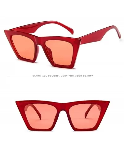 Fashion Women Oversized Vintage Retro Cat Eye Sun Glasses Ladies Sunglasses - Red - CZ18QQ26MYK $4.11 Rimless