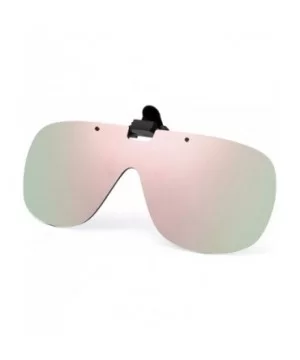 Polarized Clip on Sunglasses Frameless Flip Up One Piece Shield Lens for Prescription Glasses - Mirror Pink - CB18XWHHNZM $6....