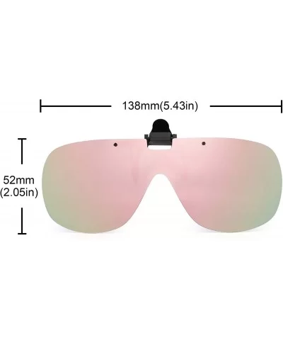 Polarized Clip on Sunglasses Frameless Flip Up One Piece Shield Lens for Prescription Glasses - Mirror Pink - CB18XWHHNZM $6....