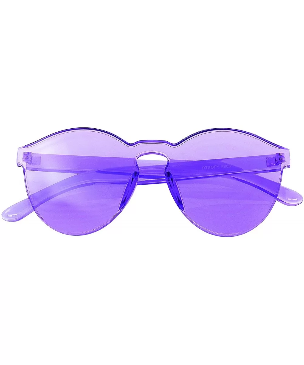 Fashion Womens Mens Clear Novelty Sunglasses UV400 Outdoor Frameless Eyewear - Purple - CC18KK2SWZY $5.96 Round