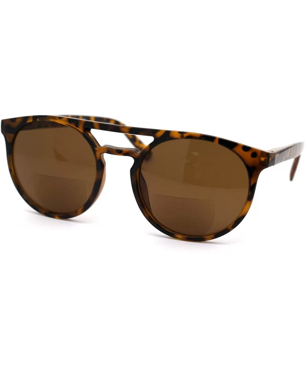 Flat Top Hipster Horn Rim Round Keyhole Bi-focal Reading Sunglasses - Tortoise Brown - CT18X06MZHN $8.80 Round