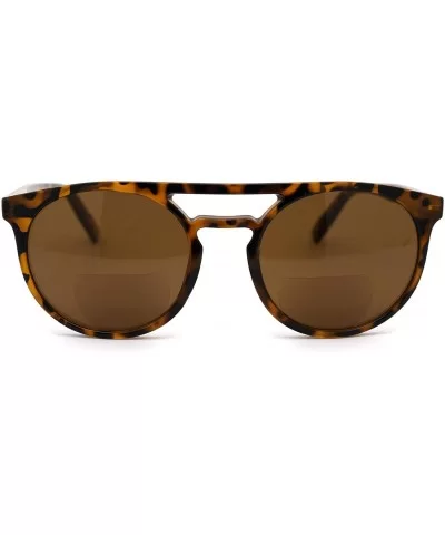 Flat Top Hipster Horn Rim Round Keyhole Bi-focal Reading Sunglasses - Tortoise Brown - CT18X06MZHN $8.80 Round