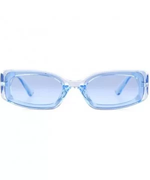 Rectangle Sunglasses for Women Retro Fashion Sunglasses UV 400 Protection Square Frame Eyewear - Transparent Blue - CI18AS9DX...