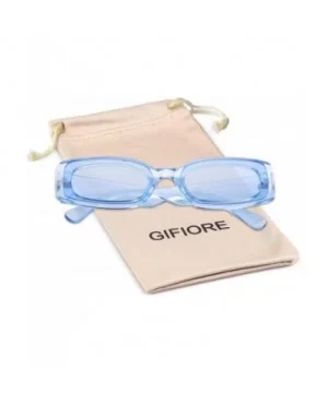 Rectangle Sunglasses for Women Retro Fashion Sunglasses UV 400 Protection Square Frame Eyewear - Transparent Blue - CI18AS9DX...