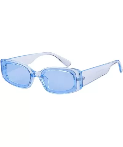 Rectangle Sunglasses for Women Retro Fashion Sunglasses UV 400 Protection Square Frame Eyewear - Transparent Blue - CI18AS9DX...