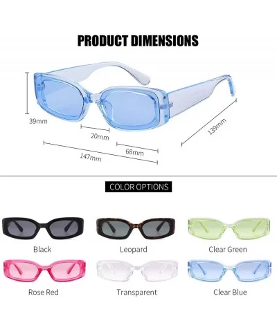 Rectangle Sunglasses for Women Retro Fashion Sunglasses UV 400 Protection Square Frame Eyewear - Transparent Blue - CI18AS9DX...