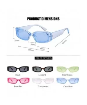 Rectangle Sunglasses for Women Retro Fashion Sunglasses UV 400 Protection Square Frame Eyewear - Transparent Blue - CI18AS9DX...