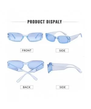 Rectangle Sunglasses for Women Retro Fashion Sunglasses UV 400 Protection Square Frame Eyewear - Transparent Blue - CI18AS9DX...