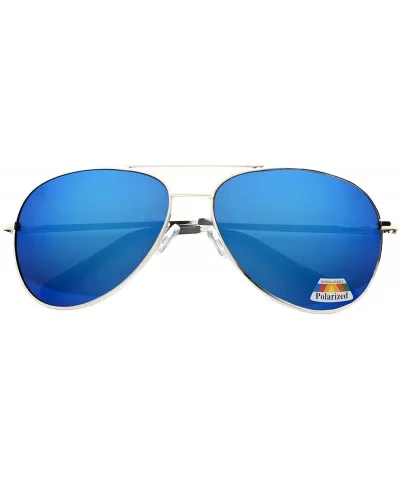 Polarized Aviator Unisex Sunglasses P4164 - Silver Blue - CX18L3K9IWN $7.24 Aviator