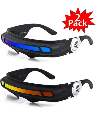 Futuristic Space Alien Costume Party Cyclops Shield Colored Mirror Mono Lens Wrap Sunglasses 147mm - C118IZCS9EO $18.03 Shield