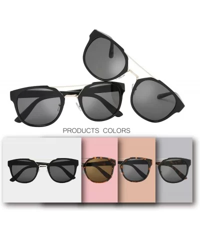 Retro Vintage Crossbar Horn Rimmed Sunglasses - Exquisite Packaging - 2 Pack of Shiny Black - CV195COAIIA $13.76 Oval