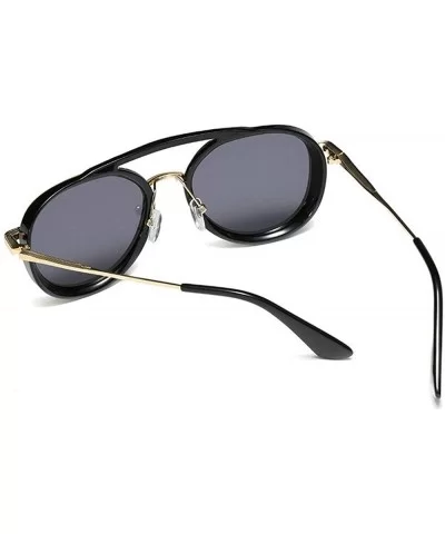 Vintage round frame metal punk unisex adjustable nose pad fashion brand designer sunglasses - Black - CV18TL8S7UA $10.01 Round