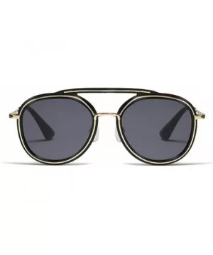 Vintage round frame metal punk unisex adjustable nose pad fashion brand designer sunglasses - Black - CV18TL8S7UA $10.01 Round